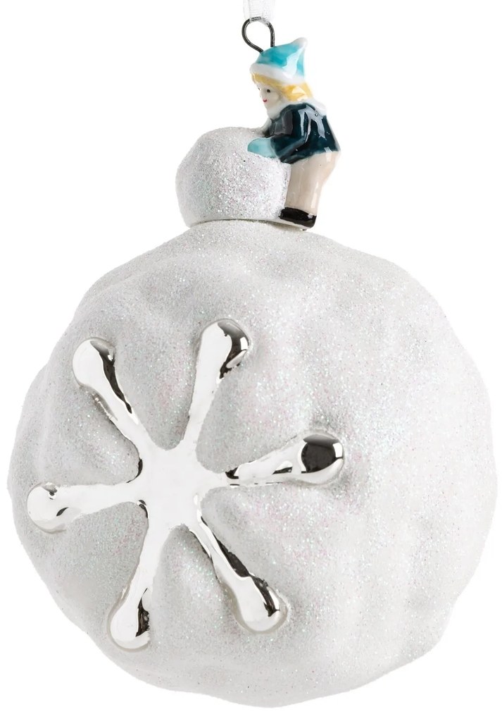 SKLENENÁ VIANOČNÁ BANKA NA STROMČEK (FI) 8 CM VZOROVANÁ