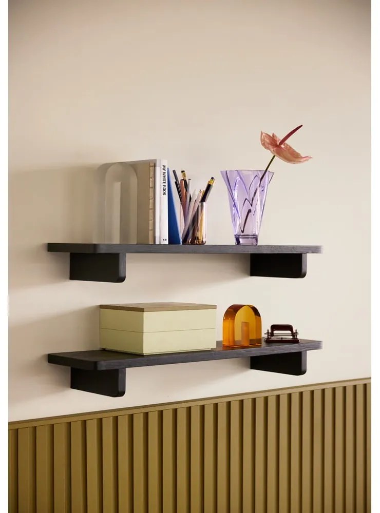 Čierna polica v dekore duba 80 cm Poke – Hübsch