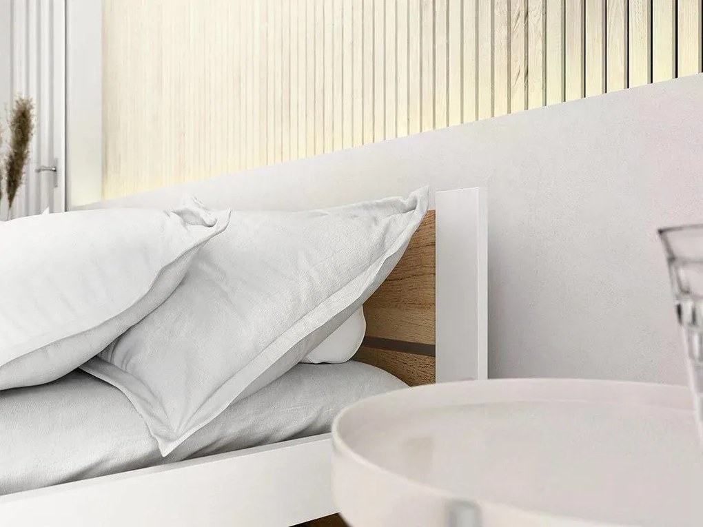 Posteľ IKAROS DOUBLE 80 x 200 cm, biela/dub artisan Rošt: Bez roštu, Matrac: Matrac SOMMERA 18 cm
