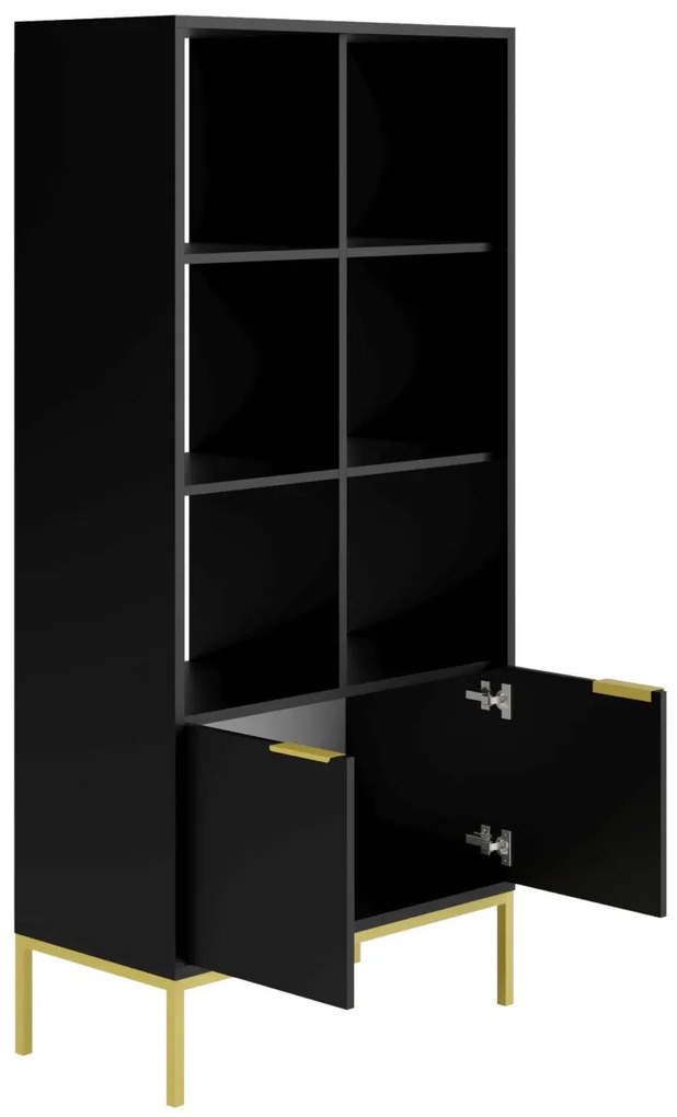 Knižnica Austin 80 cm čierna/zlatá