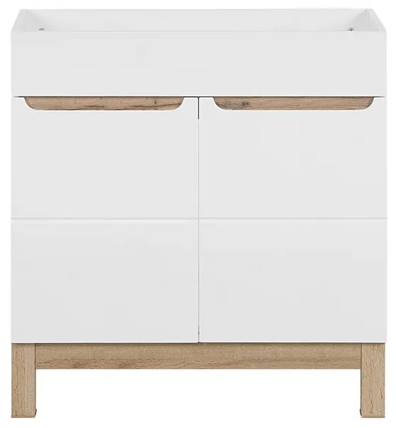 Kúpeľňová zostava Bali 80 cm so zápustným umývadlom, skrinkami a zrkadlom dub wotan/biela