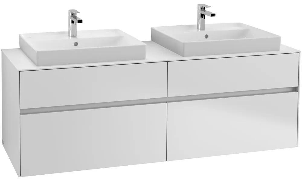 VILLEROY &amp; BOCH Collaro závesná skrinka pod dve umývadlá na dosku, 4 zásuvky, 1600 x 500 x 548 mm, White Matt, C02400MS