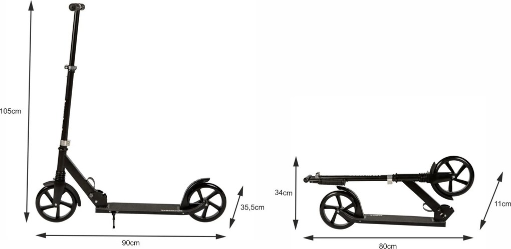 Bauerkraft Skladacia mestská kolobežka pre deti a mládež 95-105 cm, kolesá 200 mm, predné odpruženie