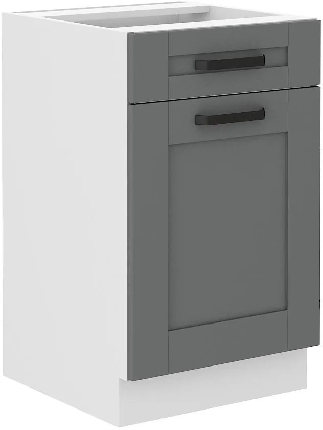 Dolná kuchynská skrinka Lucid 50 D 1F 1S BB (korpus: biela + front: mdf dustgrey). Akcia -6%. Vlastná spoľahlivá doprava až k Vám domov. 1134719