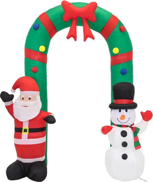 Nafukovací vianočný oblúk so Santa Clausom a snehuliakom 250 × 195 cm