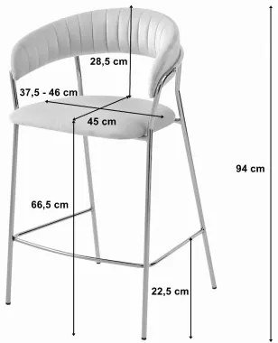 Set dvoch barových stoličiek BADIA zamatové béžové (zlaté nohy) 2 ks