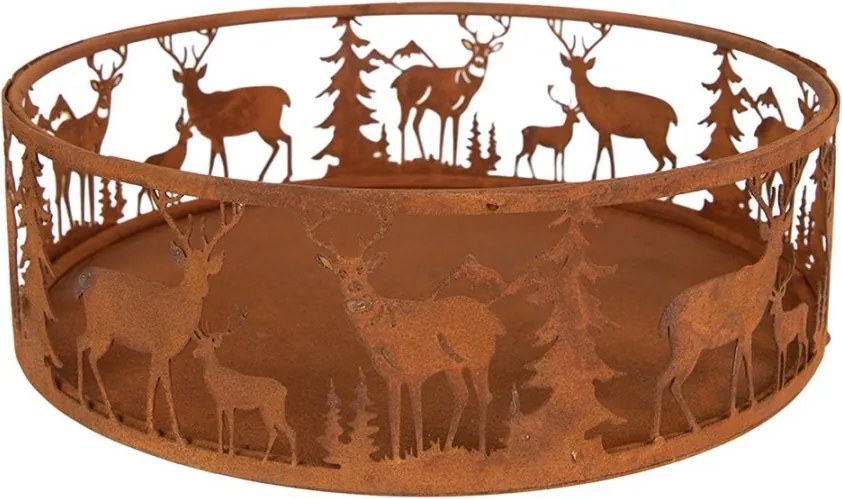 Rustikálna hrdzavá dekoračná misa s jeleňami Deer Rust - Ø 25*7 cm