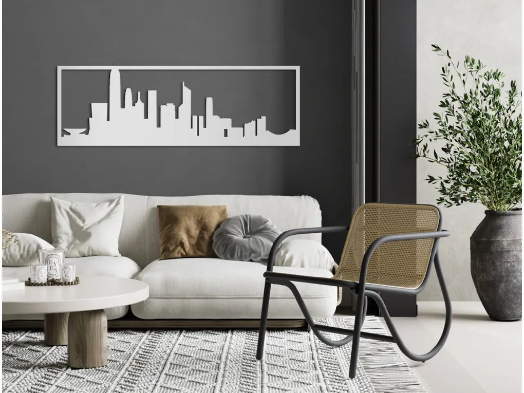 drevko Obraz Hongkong panoráma Rozmer obrazu: 29,5 x 89 cm, Farba dekorácie: Čierna