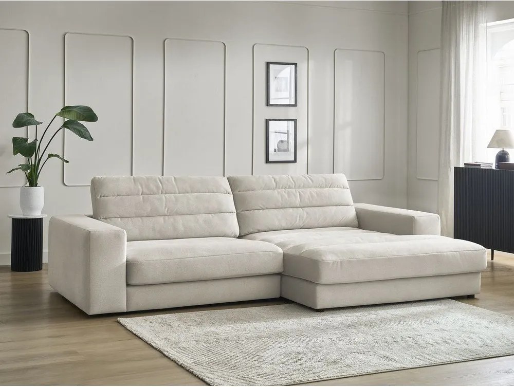 Béžová zamatová rohová pohovka (pravý roh/s leňoškou) Sierra – Bobochic Paris