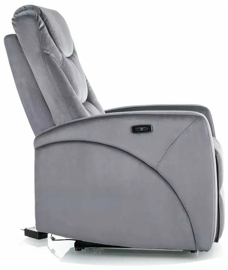 Polohovacie kreslo Kronos Velvet, sivá