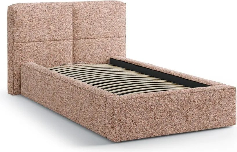 Zelenomodrá čalúnená jednolôžková posteľ s úložným priestorom s roštom 90x200 cm Darren – Micadoni