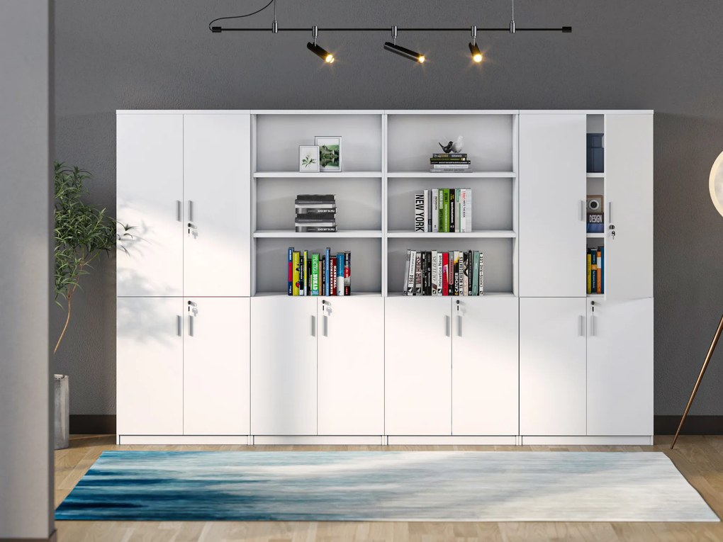 Vysoká kancelárska skriňa Houseland Prime Neo 03 80 cm biela