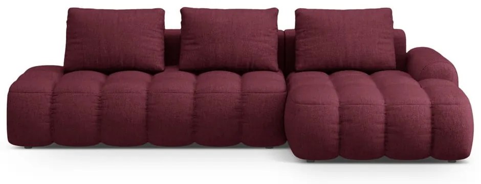 Vínovočervená rozkladacia/s úložným priestorom rohová pohovka (pravý roh/s leňoškou) Linz – Cosmopolitan Design