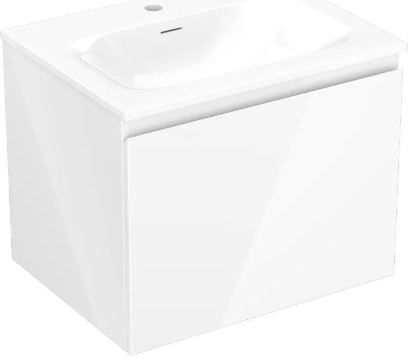 Mexen Orio, kúpeľňová skrinka 60 cm s umývadlom Vela, 1 zásuvka, biela lesklá, 91A10-06047-1-BF00-W23M00