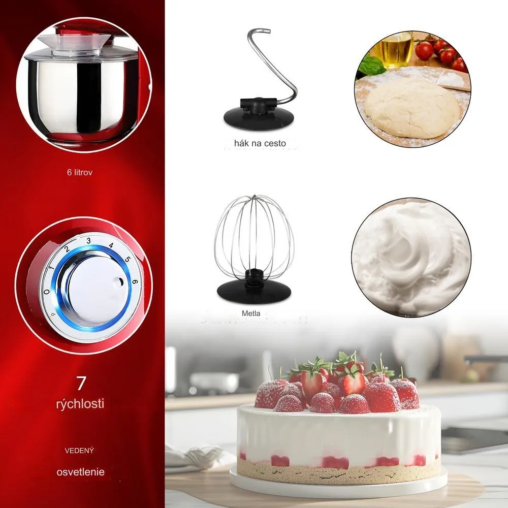 InternetovaZahrada Kuchynský robot Elegance 6L - červený