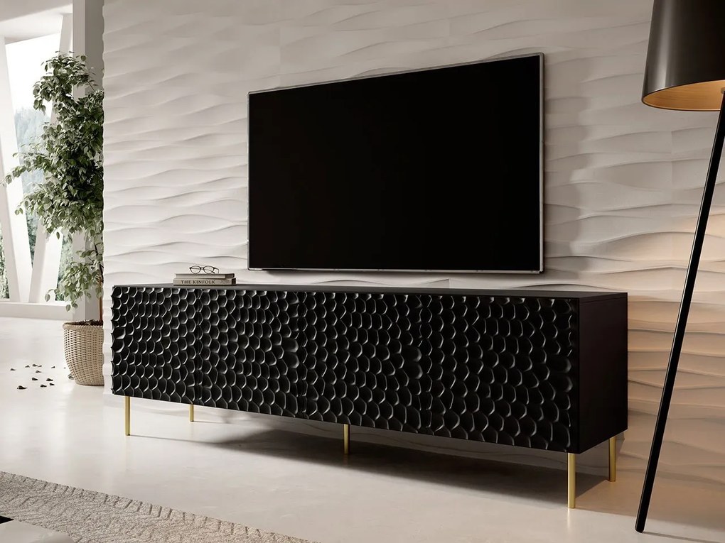 TV stolík Erizerto, Farby: biela / biela + čierna