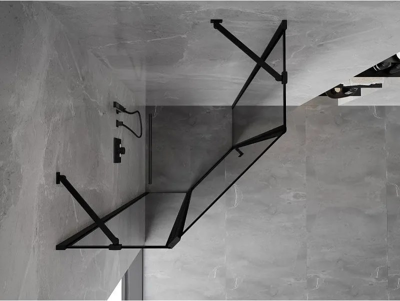 Mexen Mist, päťuholníkový sprchový kút, ľavý 100 x 100 cm, číre sklo-čierny rám, 8A8-100-100-70-70-L