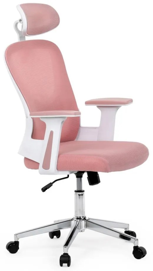Kancelárska otočná stolička ROSE — sieť / látka, ružová