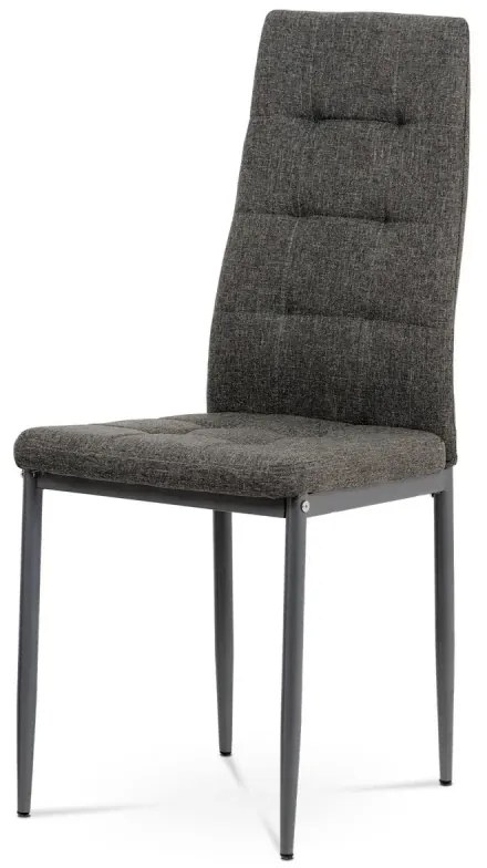 Jídelní židle, potah šedá látka, kov antracitový matný lak