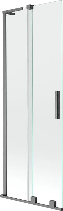 Mexen Velar L, 2-krídlová posuvná vaňová zástena 70 x 150 cm, 8mm číre sklo, brúsený grafit, 896-070-003-01-66