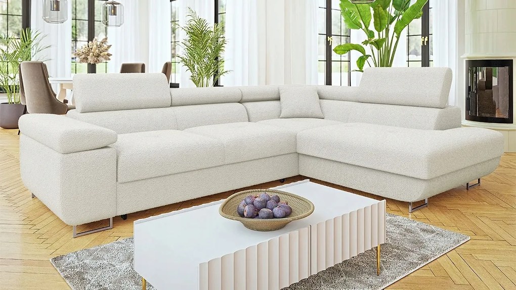 Rohová sedačka Terazuro Premium (krémová) (s úl. priestorom) (p)