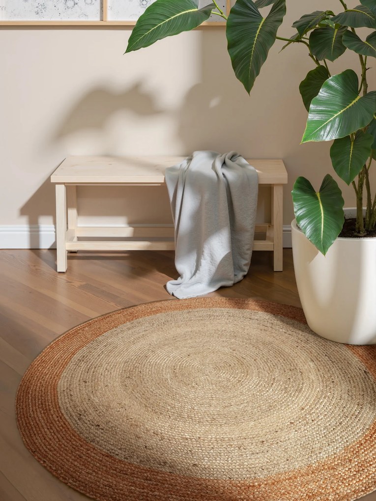 Hanse Home, Kusový koberec Looma 106225 Natur Ivory/Gold kruh, 100x100 (priemer) kruh, béžová, chodba / predsieň