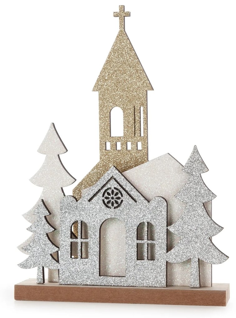 VIANOČNÁ DEKORÁCIA CHURCH SADA 6KS 17X24 CM VIACFAREBNÁ