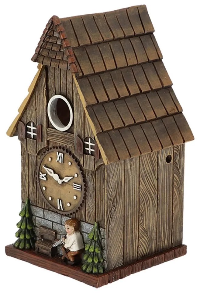 Vtáčia búdka Clock, 25x14,5x13 cm, polyresín, hnedá