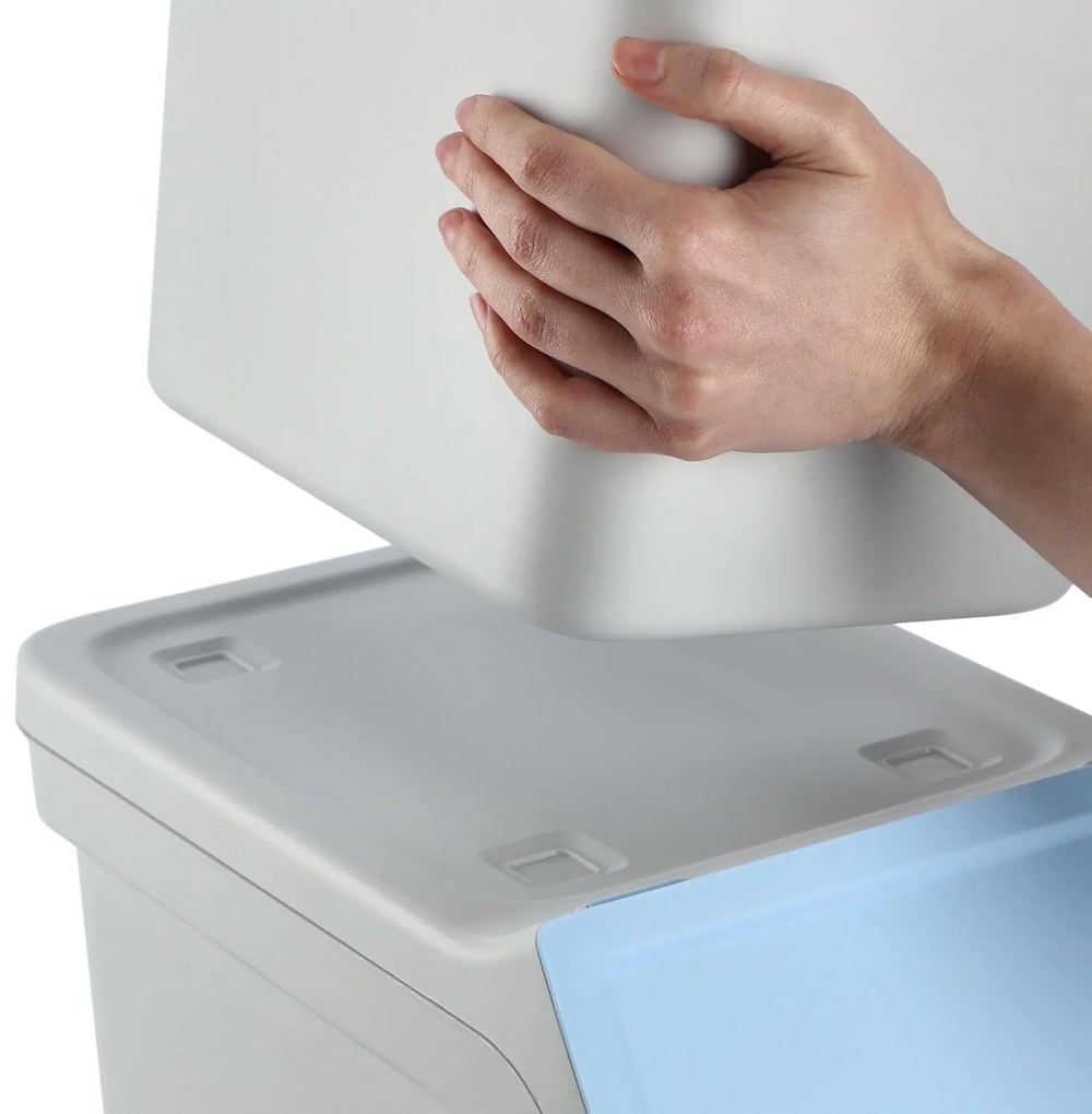 Prosperplast Odpadkové koše / Koše na špinavú bielizeň sada 4x25l, STACKBOX - bielo-sivá