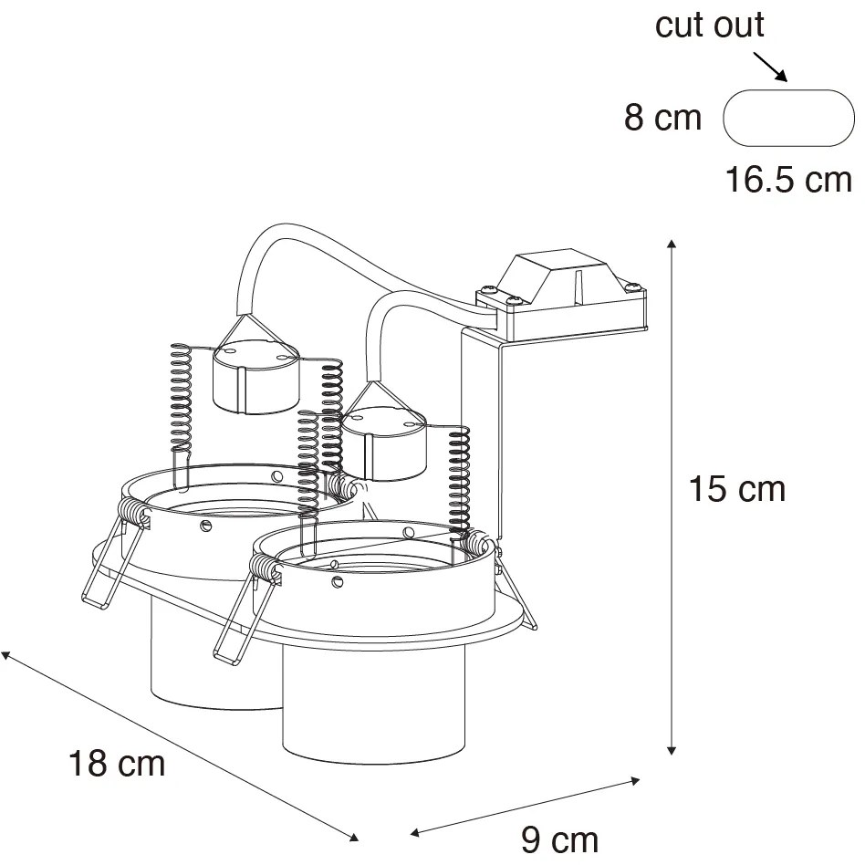 Sada 6 zapustených bodových svetiel čierna GU10 50 mm 2-svetlá - Installa
