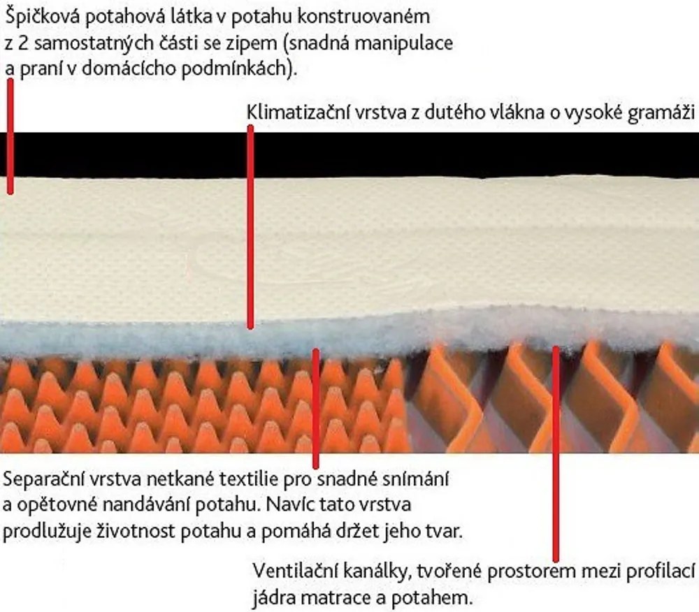 TROPICO/Hilding Anders Ortopedický matrac Tropico SUPER FOX VISCO - 100x200 cm |  akce 1+1 (2ks) | 20 cm | WELLNESS (s masážní profilací)