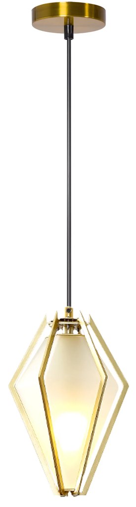 Stropné svietidlo MILKY DIAMOND - kov / sklo - zlaté / mliečne