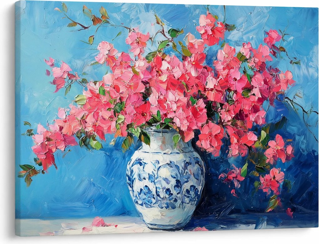 Obraz - Váza ružových kvetov (70x50 cm)