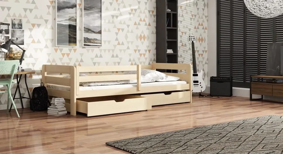 Detská posteľ z masívu EGO so šuplíkmi - 200x90 cm - biela