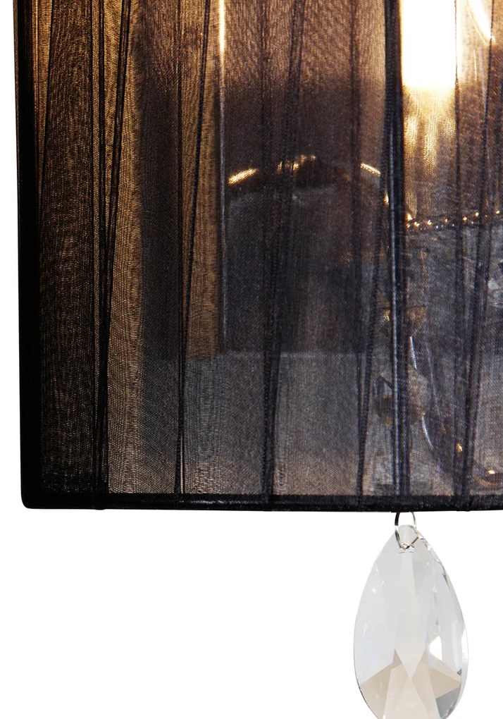 Klasická nástenná lampa chróm s čiernym tienidlom - Ann-Kathrin 2