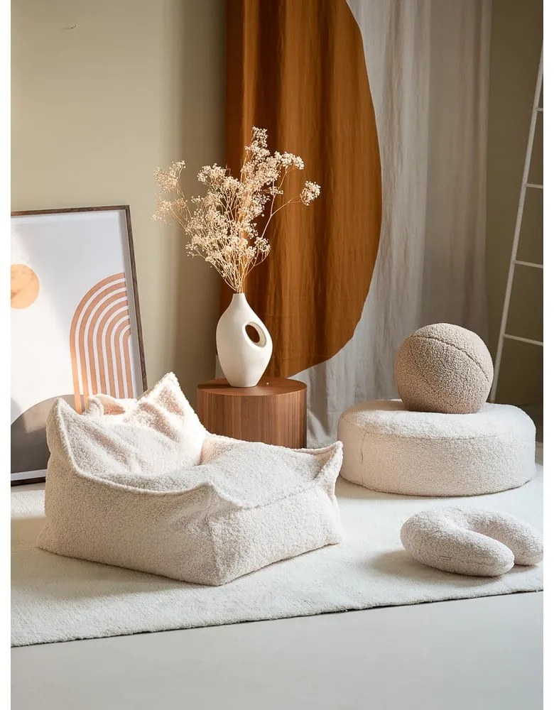 Krémový detský sedací vak z textílie buklé Chair – Wigiwama