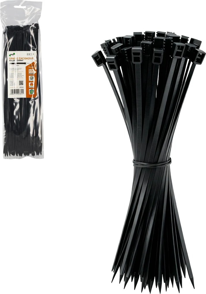 SADA 100 SVORIEK 3,6 x 300 MM ČIERNA balenie = 10 sád *3845