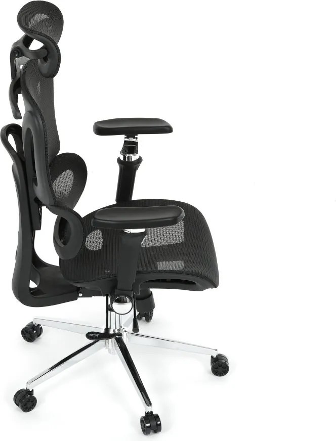 Kancelárska ergonomická stolička PORTE — sieťovina, čierna