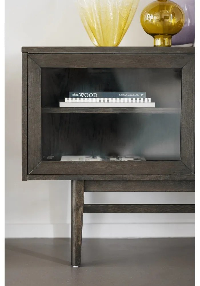 Hnedá vitrína v dekore duba s posuvnými dverami 170x75 cm Hazelton – Rowico