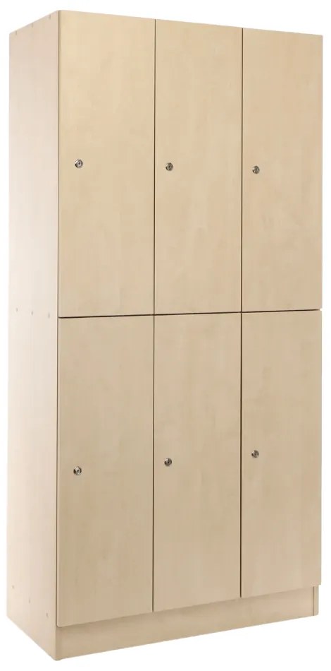 Drevená šatníková skrinka Visio - 6 boxov, 90 x 45 x 185 cm, cylindrický zámok, javor