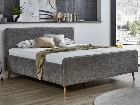 Posteľ Herning 180x200 cm, šedá štruktúrovaná látka%