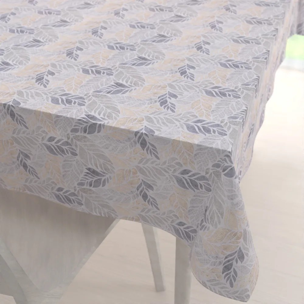 Biante Dekoračný obdĺžnikový obrus PML-057 Mozaika žltosivých listov na sivom 60x100 cm