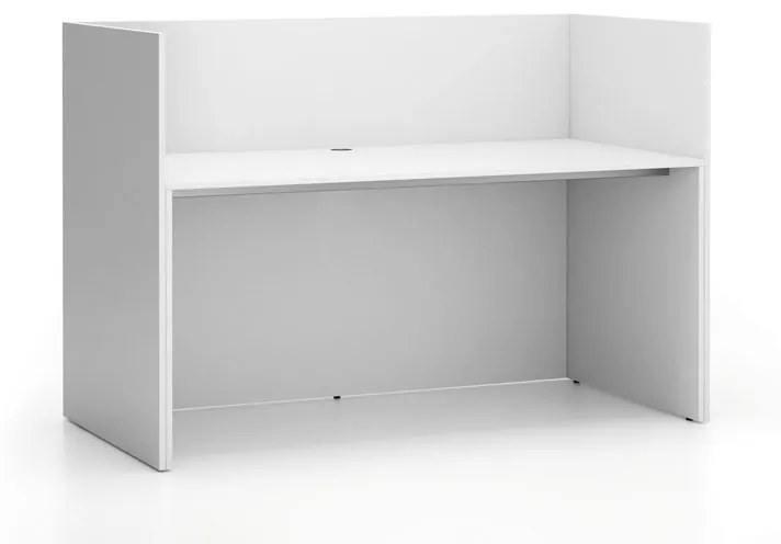 PLAN Kancelárska zostava single s paravánom SEGMENT, rovná, biela/biela