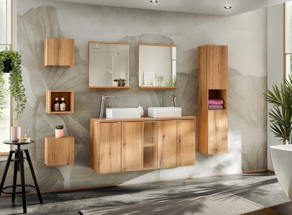 Závěsný koupelnový regál Nova Oak 20 cm dub coast evoke
