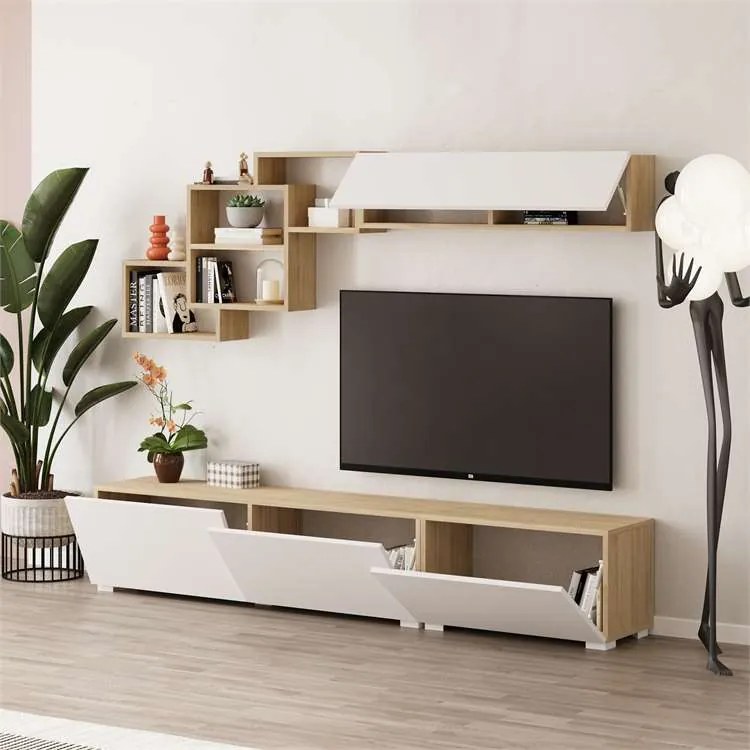 Moderná TV stena Houseland Free dub zafírový/biela