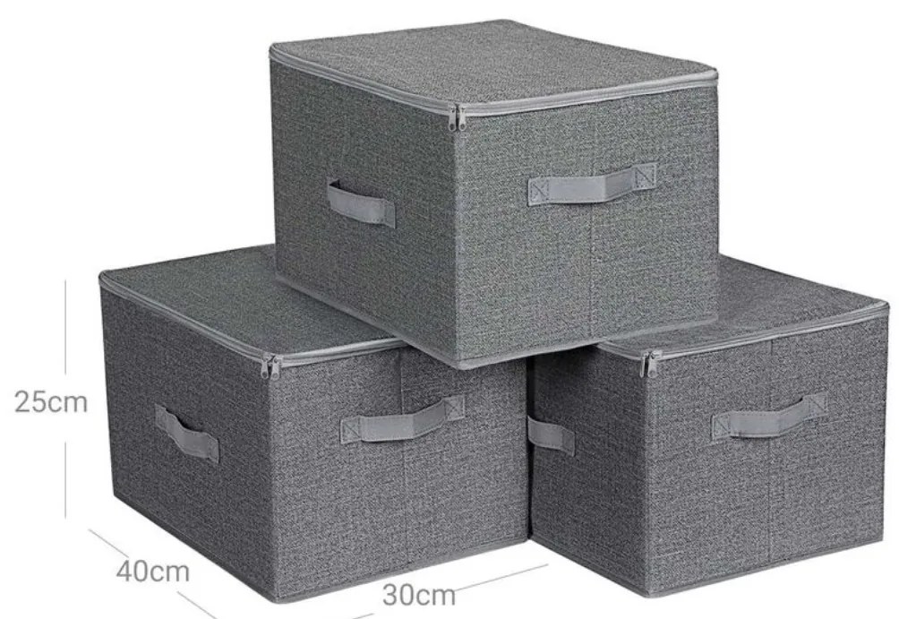 SongmicsHome Úložné boxy ELVIS, 3ks, 40x30x25cm, šedá