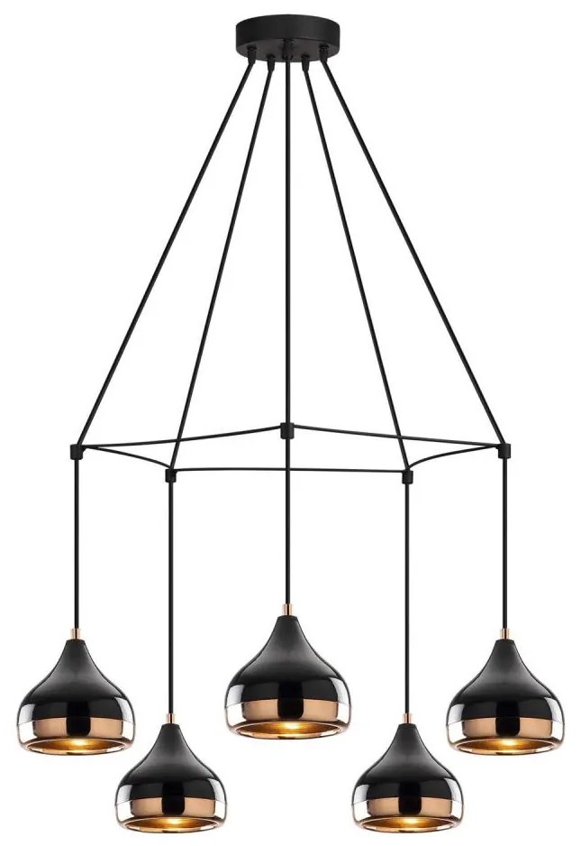 Luster na lane YILDO 5xE27/40W/230V čierna/medená