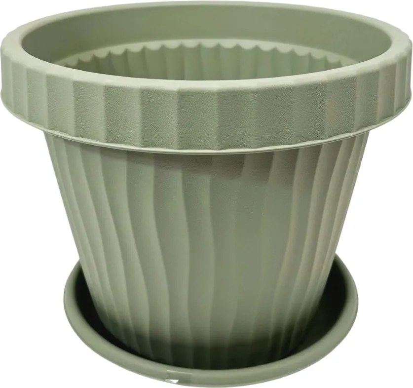 BAMA Set květináč a miska Onda SL 30 cm, barva hrášková
