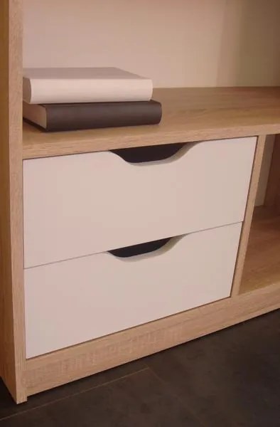 Regál / knižnica Sten 2, dub sonoma/biela