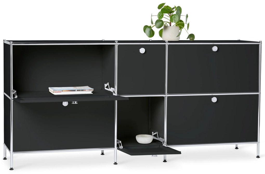 Veľká kovová odkladacia skrinka »CN3« so 6 výklopnými priehradkami, čierna